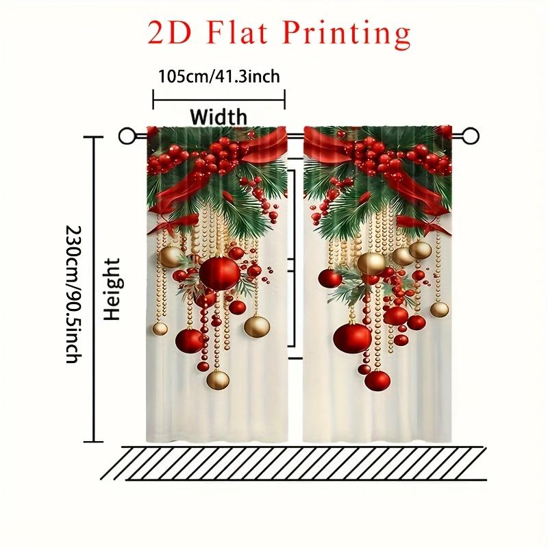 2 Adet Polyester Noel Direği Çantası Baskılı Pencere Perdesi Doğum Günü Partisi Dekorasyonu Arka Plan Perdeleri Oturma Odası İçin