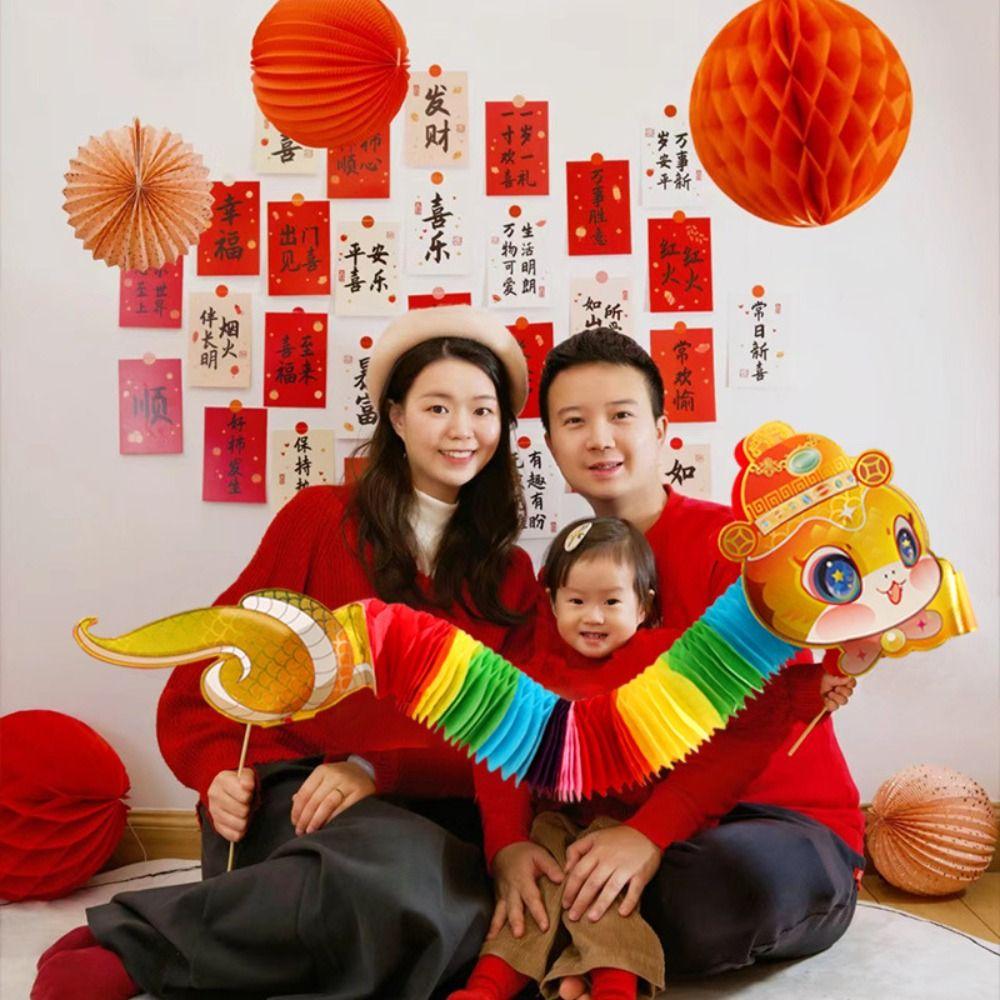 Cartoon 2025 Snake Year Ornaments 3D DIY Dragon Snake Toy Funny Chinese Paper Dance Snake  Wedding