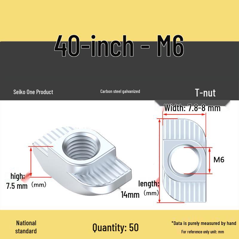 Dadi per Profilati di Alluminio a T-Slot Standard Europeo: Dadi ad alette M3-M8, Tipi 20/30/40/45.