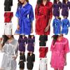 Womens Plain Silk Satin Robes Bridal Wedding Bridesmaid Bride Gown Bath Robe