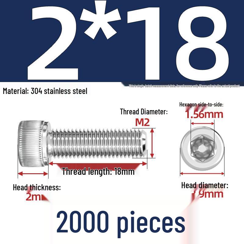 304 Stainless Steel Hex Socket Head Cap Screws, M2-M10, Extended Length