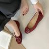 2025 neue kleine quadratische Wildleder-Slipper mit flachem Ausschnitt, vielseitig, dünn, Pendler, weiche Sohle, Fußbedecker, Damen-Einzelschuhe
