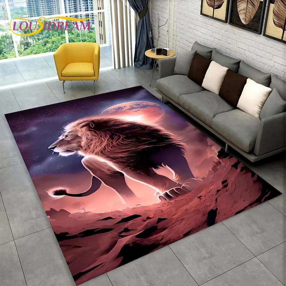 Novo tapete grande de área de animal de leão de sonho 3D, tapete de carpete para sala de estar, quarto, sofá, capacho de decoração, tapete de chão antiderrapante para brincadeira de criança