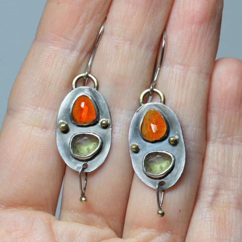 Luxury Green Zircon Drop Shape Boho Earrings for Women Fashion Engagement Zircon Long Purple Stone Dangle Earrings