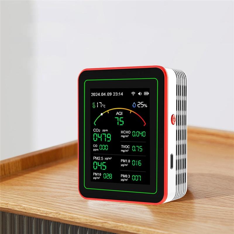 WiFi 15-in-1 Indoor Air Quality Monitor APP Control Portable AQI PM0.3 PM1.0 PM2.5 PM10 Tester Household CO CO2 TVOC HCHO Tester