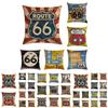 Eye-catching Route 66 Cotton Linen Pillow Cover With Invisible Zipper And Art Deco Style