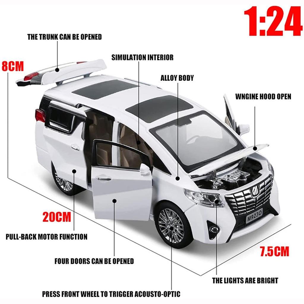 1:24 Scale Toyota Alphard MPV Car Model Alloy Car Die Cast Toy Car Model Pull Back Children Toy Collectibles Scale Model Car