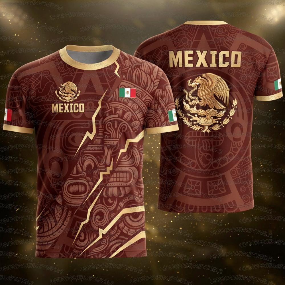 2026 Mexico National Flag Print Men's Women's Short Sleeve T-shirt 3D Print Tees Outdoor Soccer Jersey Sports Casual Tops