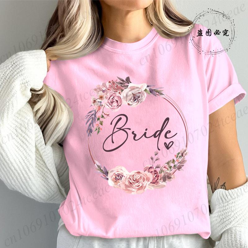 Bridal Graphic T Shirt for Women T Shirt Bride Team Tshirt Bride To Be Fashion T Shirt Women Bachelorette Party TShirt Tops T01