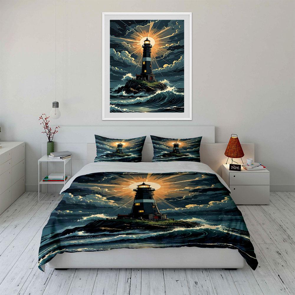 "Radiant lighthouse serenity." Bedding sets Duvet covers Pillowcases(1* Duvet Cover 2* Pillowcases without duvet insert)