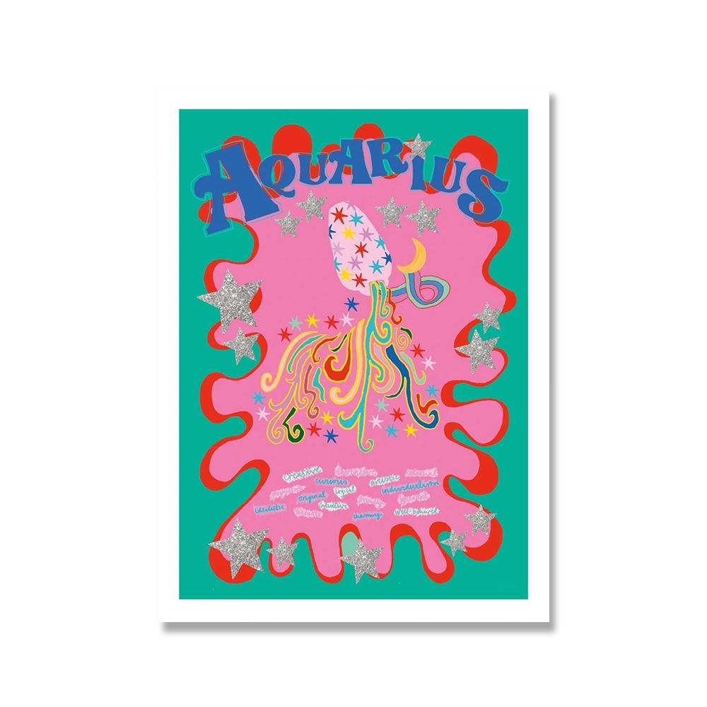 Zodiac Constellation Art Poster Print Abstract Boho Colorful Weird Canvas Painting Wall Picture Nursery Living Room Home Decor