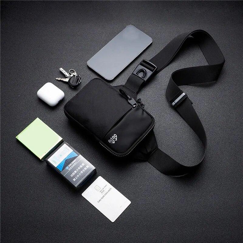 Casual Men Shoulder Chest Bag Nylon Waterproof Outdoor Sport Running Cycling Belt Bag Large Capacity Travel Phone Pouch Bag