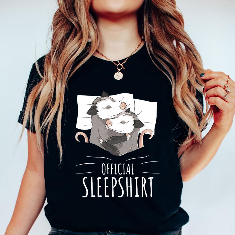 Opossum Official Sleepshirt Graphic T Shirts Women Cute Possum Lover Gift Fashion Casual Tshirt Sleeping Possum Classic Tops