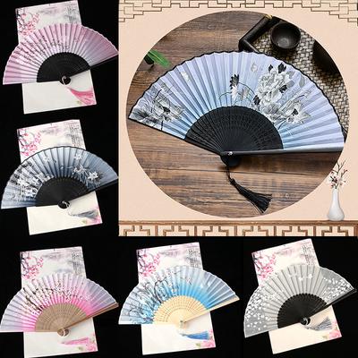 1PC Home Bamboo Fan Silk Folding Classical Hand Fan Decoration Fashion Party