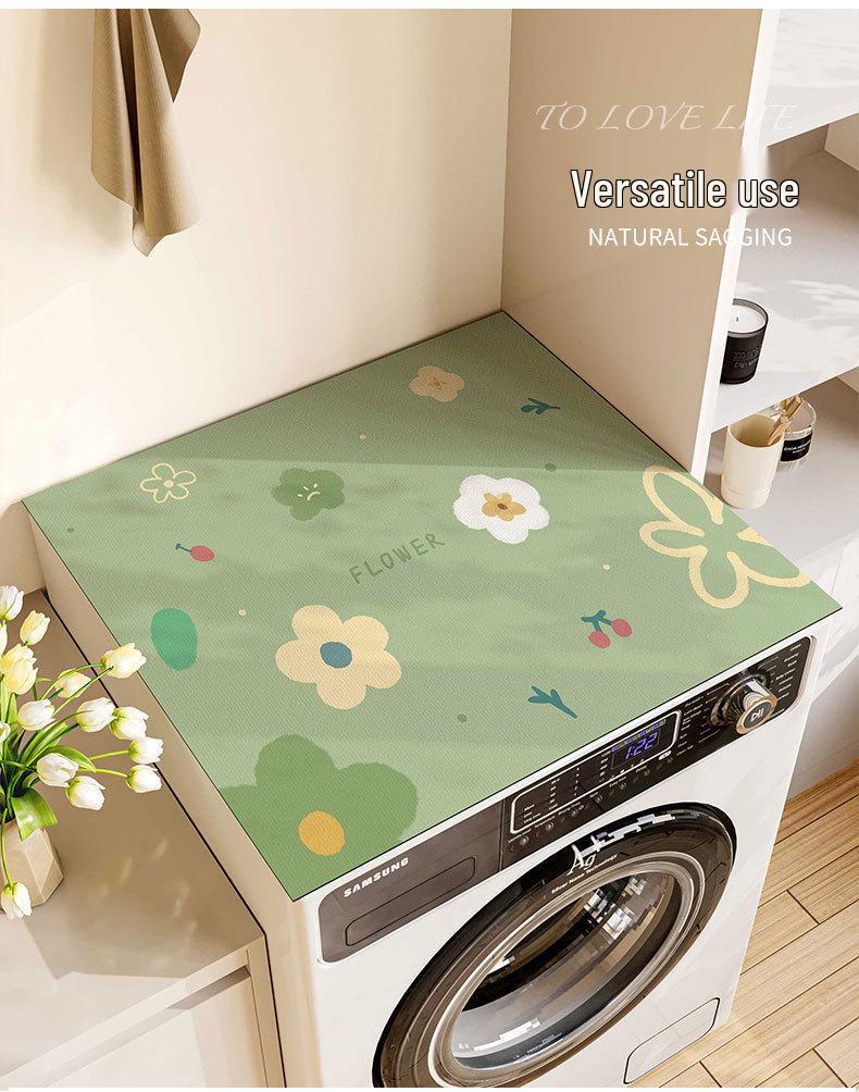 Ins-Style Drum Washing Machine Dust Cover & Fridge Diatomaceous Earth Non-Slip Water Absorption Mat