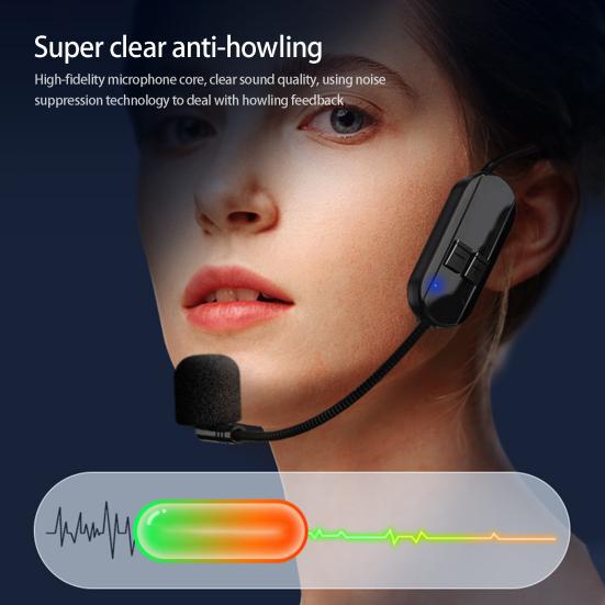 Headset Microphone 2.4G Wireless Technology Intelligent Noise Reduction Reverb Sound Effect Head Mounted Fast Pairing Loudspeaker Conference Supply