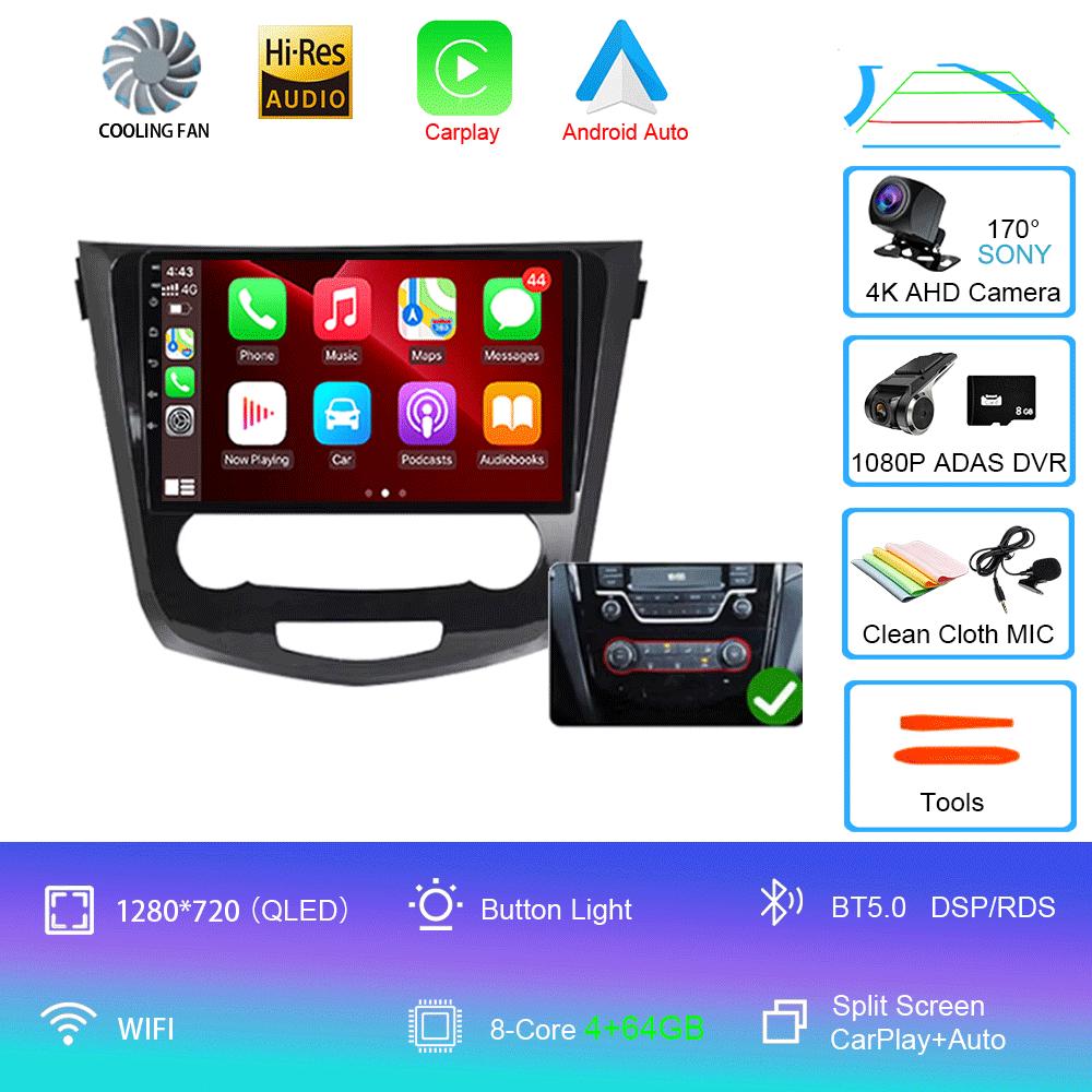 Android14 For Nissan Qashqai J11 Nissan X Trail T32 2014 - 2017 2Din Stereo Autoradio Carplay Car Radio Multimedia Video Player