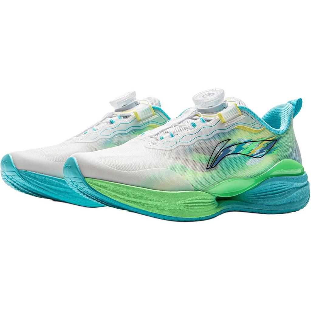 Li Ning Kids Running Shoes Fashionable Comfortable Non-Slip Durable Low-Top Kids Sneakers Standard-White Yellow-Fluorescent-Green YKFV076-3