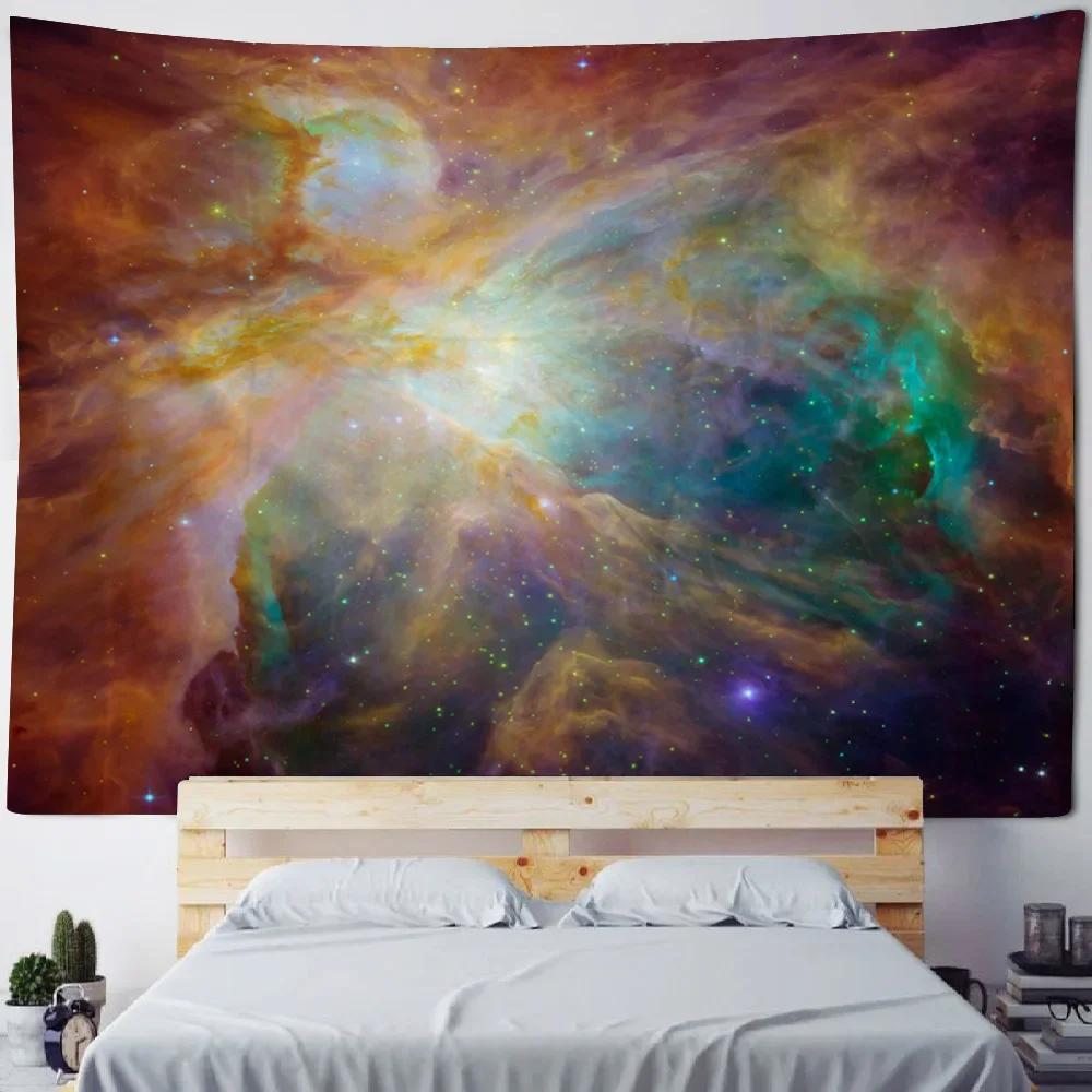 

Starry Sky Wall Tapestry Home Ceiling Decoration Bohemian Style Space Planet Fabric Background Poster Bed Sheet Beach Mat 74x94cm(29x37in)