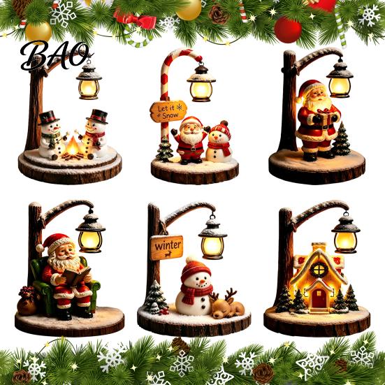 Resin Desk Lamp for Dormitory Christmas Santa Claus Reading Lantern, Snowman Elk LED Night Light with Warm Bedside Lighting Kids Room Glow,