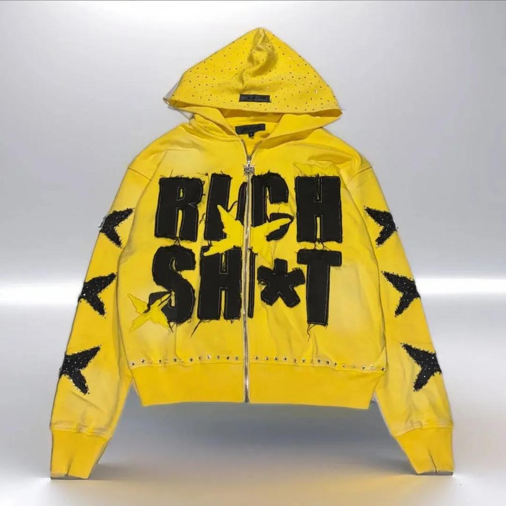 Europe, America 2025 American graffiti printing men's and women's loose casual zipper hooded sweater trendy brand