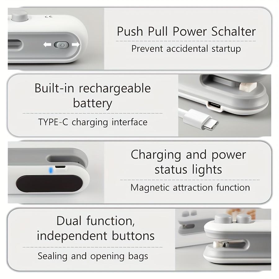 Portable Vacuum Sealer Snack Bag Sealer USB Charging Magnetic Seal Cutter In One Built-in Lithium Battery