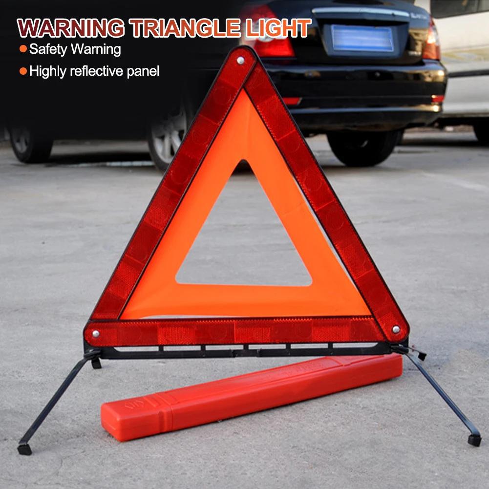 Car Emergency Breakdown Warning Tool Car Tripod Folded Stop Sign Reflector Triangle Red Reflective Safety Hazard Car Accessories