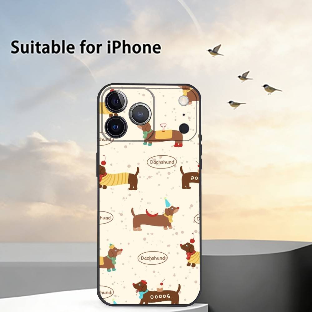 Cute Dachshund Sausage D-Dog Phone Case For iPhone 17, 16,15,14,13,12,11 Plus,Pro Max, Others Soft Black Cover