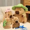 Flower Hat Capybara Soft Guinea Pig Carrying Backpack Doll Stuffed Comfort Pillow Kawaii Room Decor Birthday Gifts