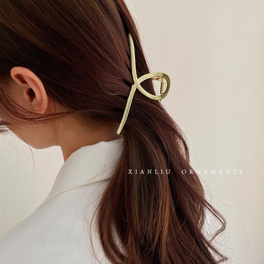 Fashion Large Metal Hair Claw For Women Gold Silver Color Cross Crab Hair Clip Korean Elegant Hairpin Girl Hair Accessories