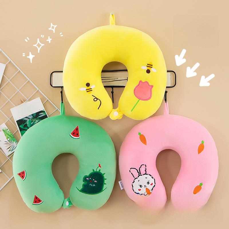 Cartoon U-Shaped Neck Pillow for Office, School, Travel, and Driving - Portable with Printed Logo