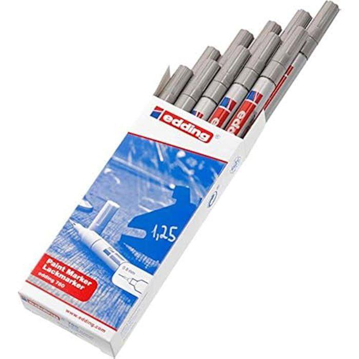 Marqueur de peinture - EDDING - 780 - Argent - 10 stylos - Pointe ronde 8mm
