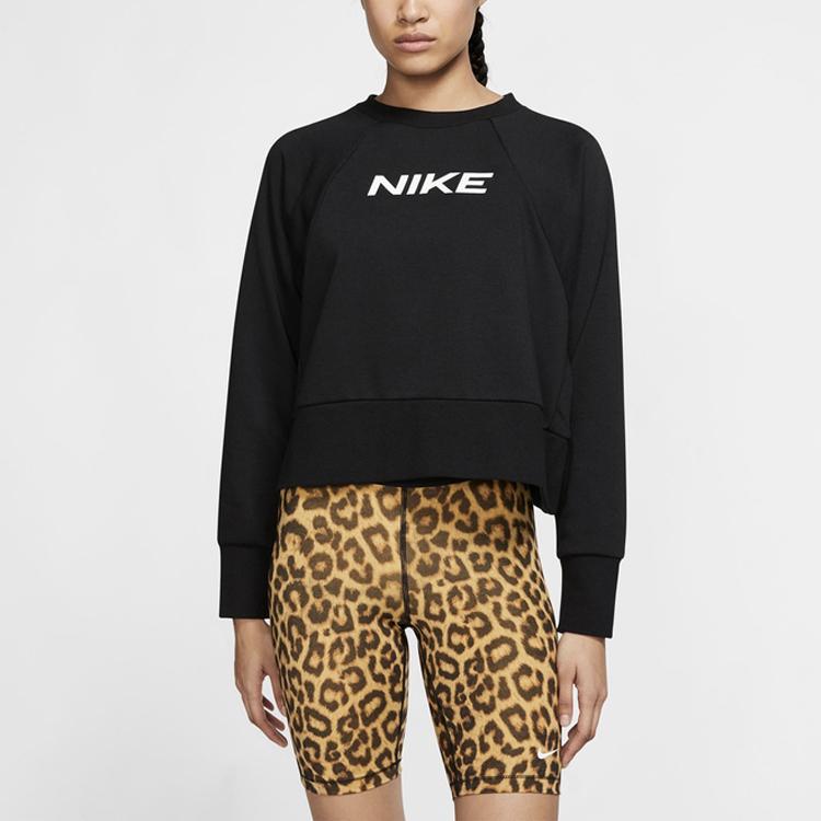 Nike Dri-FIT Get Fit Logo Printed Crewneck Casual Sports Sweatshirt Women Sweatshirt Black CQ9306-010