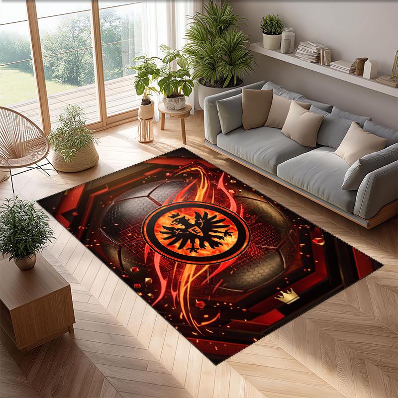 Eintracht Frankfurt Football Print Crystal Velvet Rug, Comfortable Water Absorbent Non Slip Indoor Floor Carpet