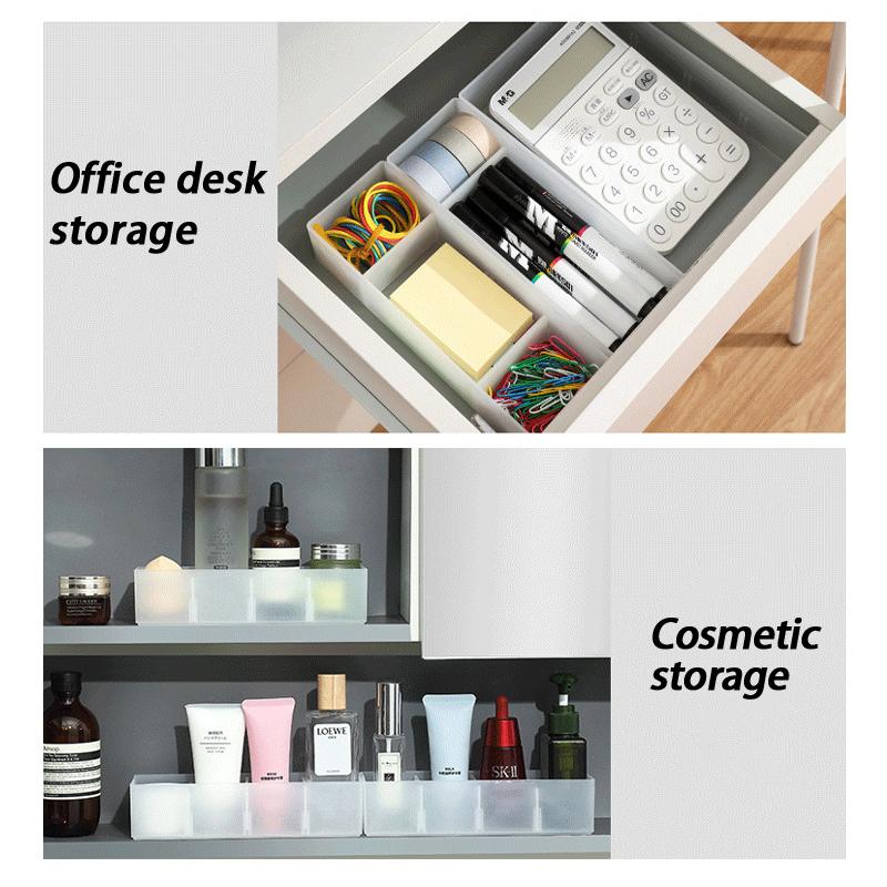 Japanese-Style Multi-Compartment Drawer Organizer With Transparent Tabletop Combinable