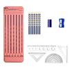 Sliding Button Pen Tray Portable Pencil Case with Magnetic Lock 7 Compartments Multifunctional Waterproof Children Gift Box for Students Kids