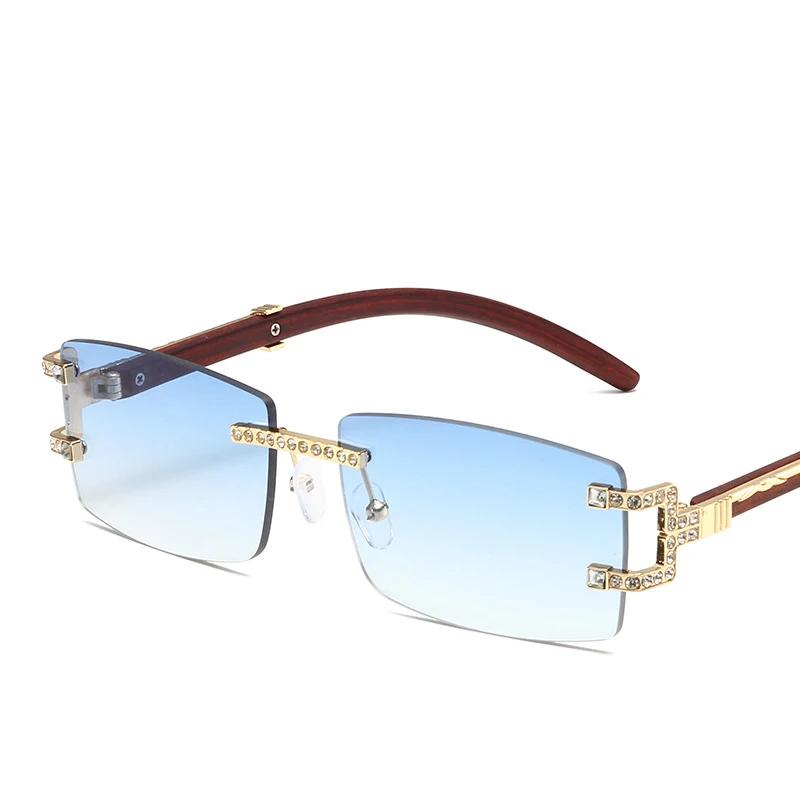 Rimless Diamond Square Sunglasses Women For Men Female Luxury Brand Designer Sun Glasses Vintage Small Frame Punk Shades Uv400