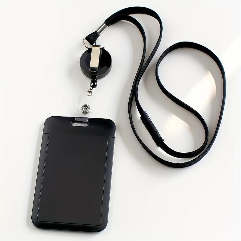 Portatarjetas Deslizante Portacarnet Retráctil de ABS con Cordón Desmontable para Puntos de Control de Seguridad y Eventos