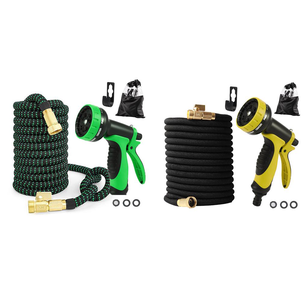 3X Telescopic Water Hose 10 Functions High Pressure Sprinkler Set for Garden Irrigation Car Wash 25FT 3300D Green Black