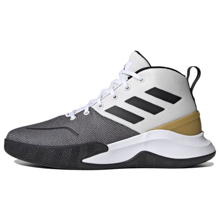 Adidas Own The Game Round Toe Lace-Up Fabric Synthetic Leather Shock Absorbing Non-Slip Wear-Resistant Breathable Mid-Top Basketball Shoes FY6010