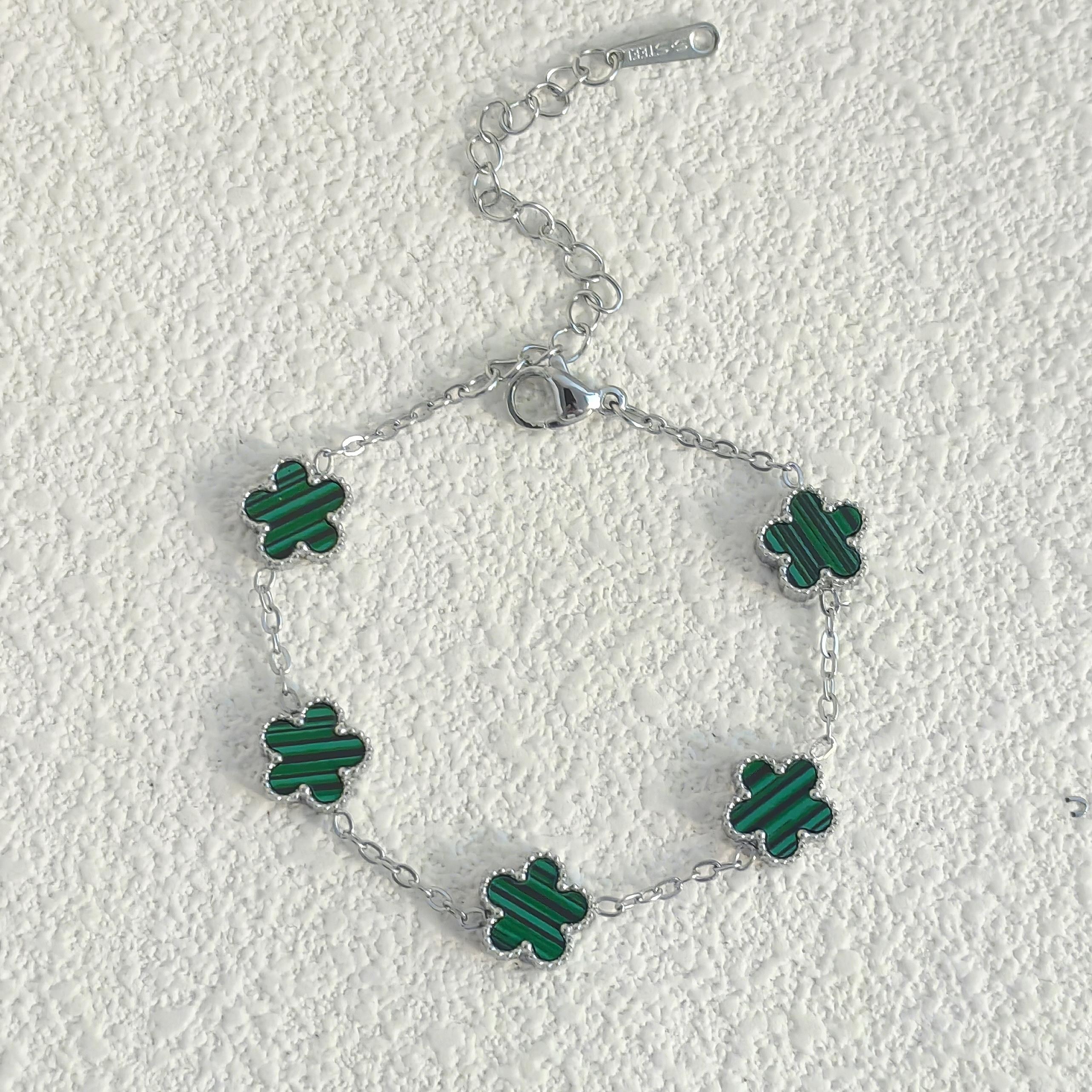 

Мужские браслеты 9 мм Двусторонние цветы Роскошный женский браслет Рождественские подарки Браслет из нержавеющей стали Женский Парный Клевер 16.5cm