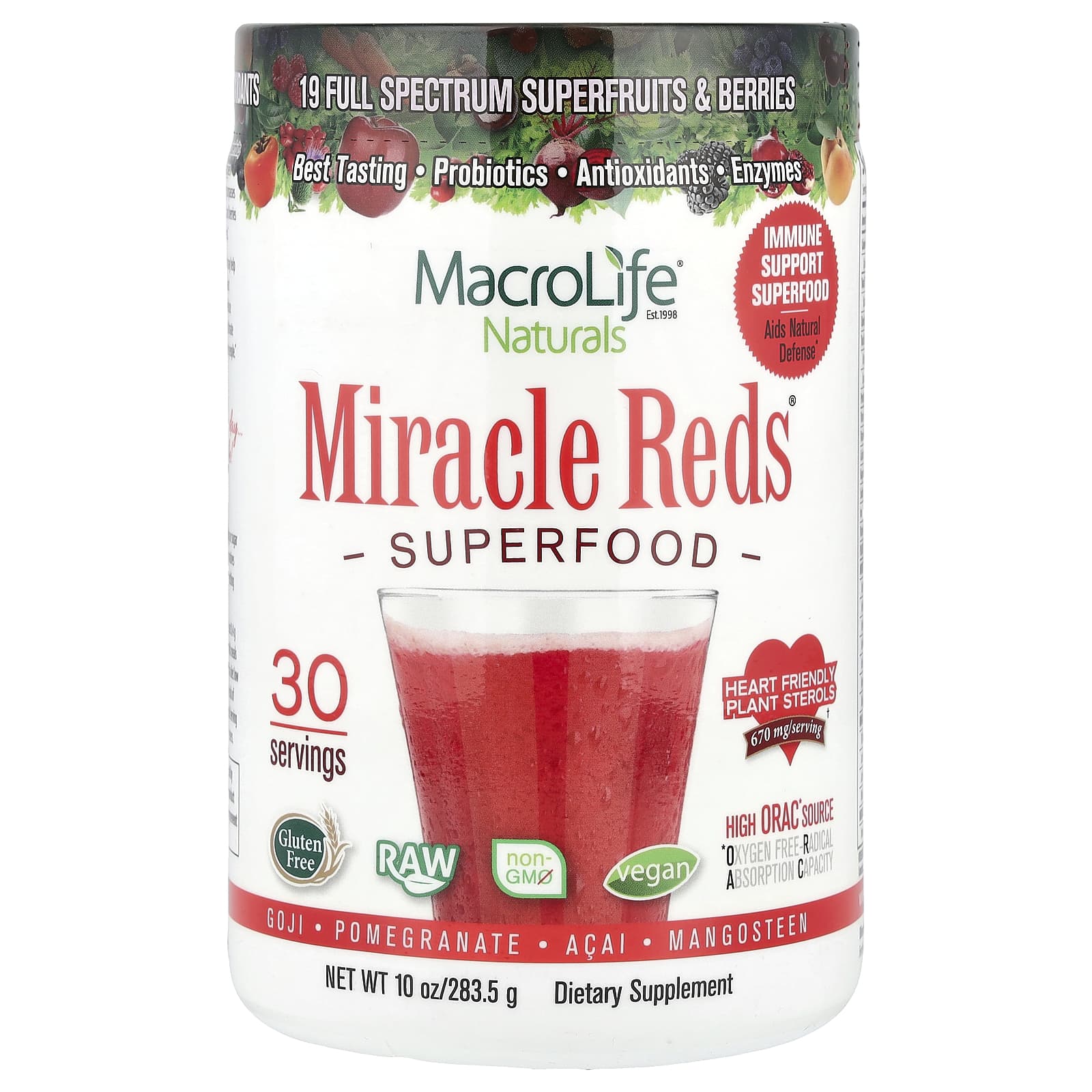 

Miracle Reds, Superfoods, Goji-Pomegranate-Acai-Mangosteen, 283.5G(10Oz)