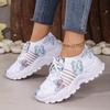 Women's shoes wind heightening casual shoes butterfly pattern flying woven single shoes TEMU sports shoes platform dad shoes