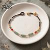 Holiday Gift for Her Bohemian Bracelet Women, Handmade Bamboo Joint Beaded Stackable Bracelet, Ethnic Style Boho Summer Jewelry Adjustable Slide