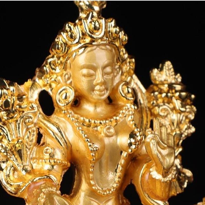 Tibetan Miniature Buddhist Figures Golden Engraved Variety Shapes Alloy Handicraft Tantric Home Gift Altars Desktop Decorative