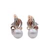 Rose Gold Color Imitation Pearl Earrings for Women Hollow Flower Drop Earrings Unique Design Elegant Delicate Bridal Wedding Jewelry