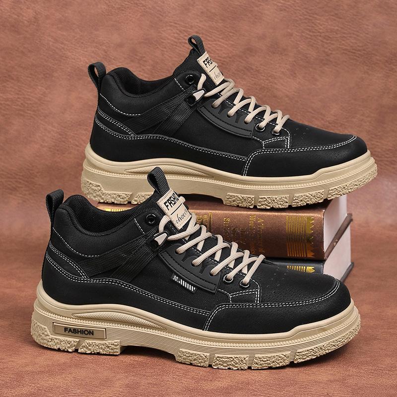 2025 autumn new men's shoes tooling wind Martin boots casual sports work waterproof thick sole wear-resistant high top velvet