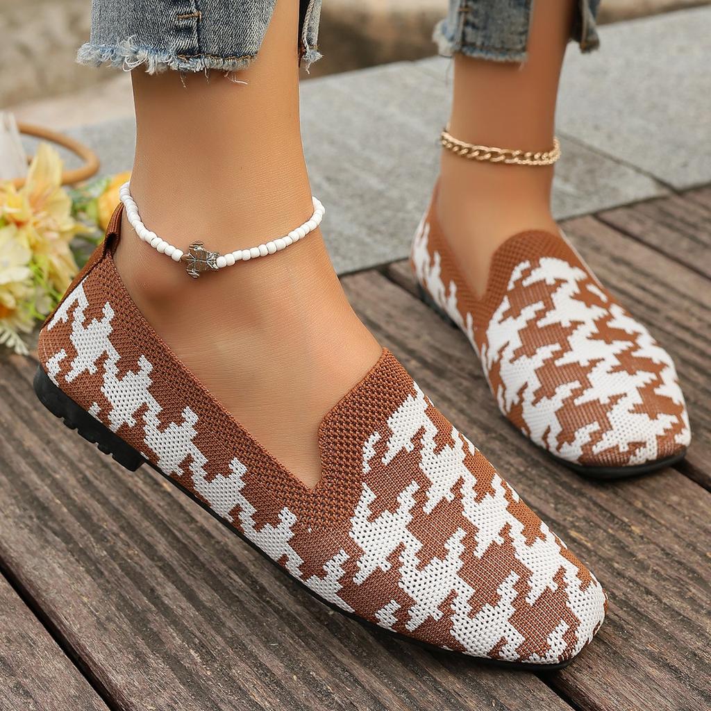 Fashion Women Flats Spring Autumn Flat Casual Shoes for Women Knits Ballet Flat Round Head Trendy Print Loafers Shoes Zapatos De Mujer