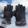 Men's PU Leather Gloves Keep Warm Motorcycle Full Finger Mittens  Man