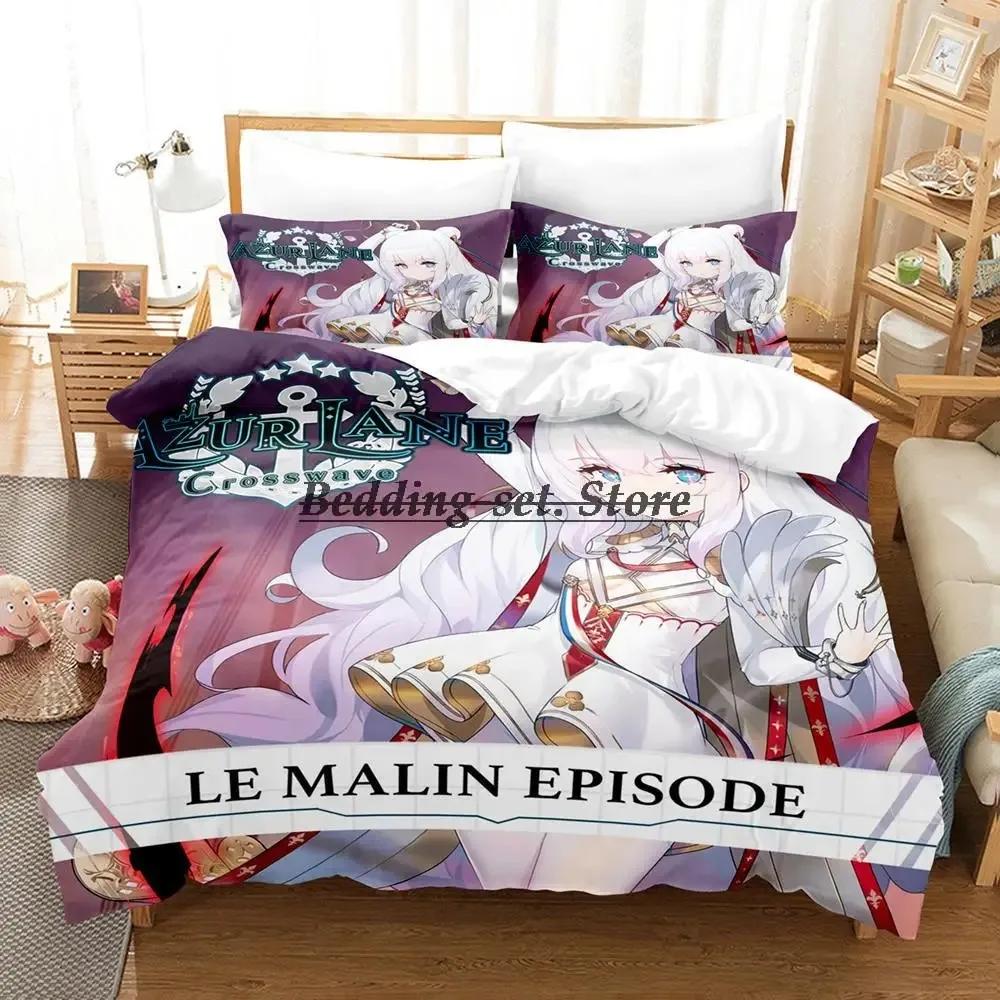 Azur Lane Bettwäsche Set Einzelbett Twin Full Queen King Size Bettset Aldult Kind Schlafzimmer Bettdeckenbezug Sets 3D Druck Anime Bettlaken Set